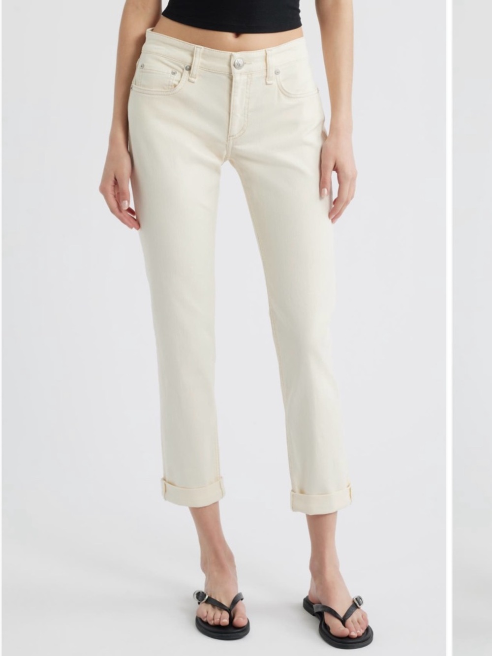 Rag & Bone Dr Dre Off-White Boyfriend Jeans (30 inch inseam unrolled)